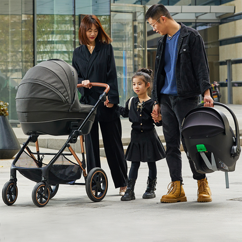 Luxuriöser Hochland-Kinderwagen, tragbarer, zusammenklappbarer, verstellbarer Kinderwagen mit Stubenwagen RA-U09